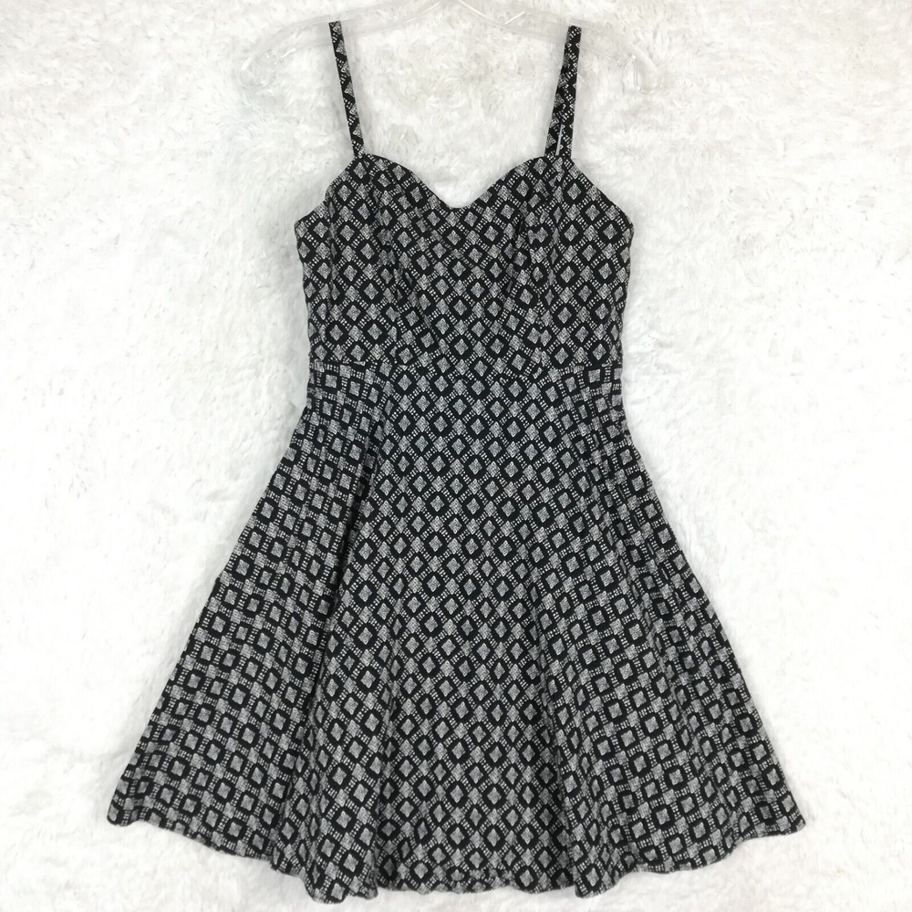 Old‎ Navy Womens Dress Cami Fit & Flare Mini Black Diamond Spaghetti Strap S